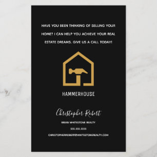 Modern zwart & gouden bouwgebouw flyer