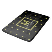 Modern zwart-gouden cirkelpatroon monogram badmat (Gekanteld)