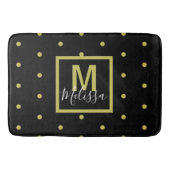 Modern zwart-gouden cirkelpatroon monogram badmat (Voorkant)