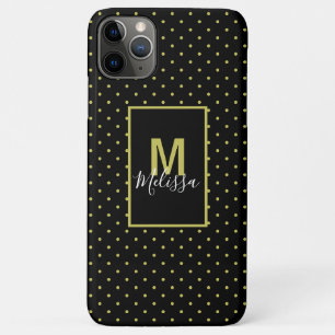Modern zwart-gouden cirkelpatroon monogram iPhone 11 pro max hoesje