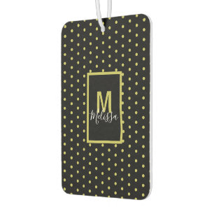 Modern zwart-gouden cirkelpatroon monogram luchtverfrisser