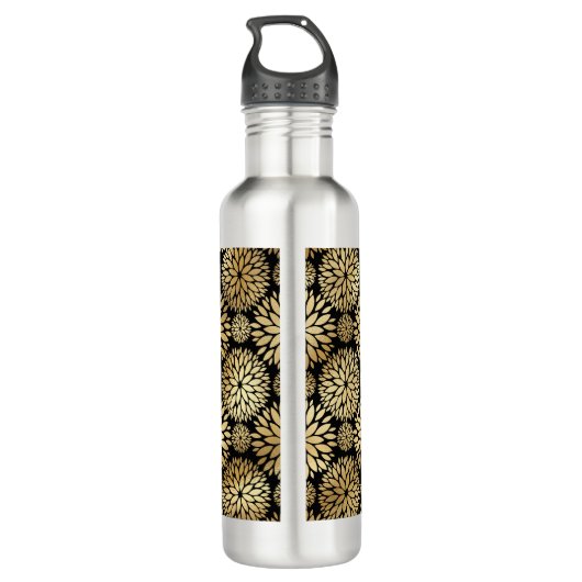 Modern zwart-gouden monogram waterfles (Achterkant)