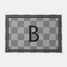 Modern zwart grijs Buffalo Plaid Monogram