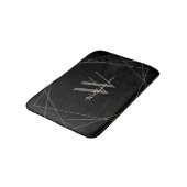Modern zwart grijs elegant wit monogram script badmat (Gekanteld)