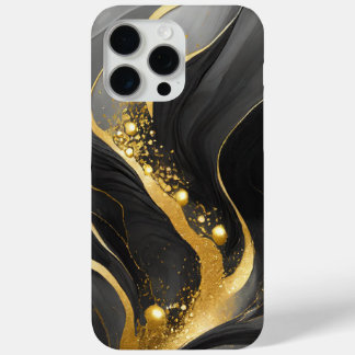 Modern Zwart Grijs Goud Elegant Marmer iPhone 15 Pro Max Hoesje