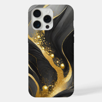 Modern Zwart Grijs Goud Elegant Marmer iPhone 15 Pro Max Hoesje