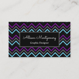 Modern zwart, grijs, Paarse en ijsblauw Visitekaartje