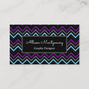 Modern zwart, grijs, Paarse en ijsblauw Visitekaartje