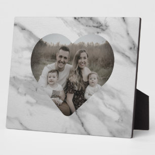 Modern zwart grijs roze marmeren hart fotoplaat