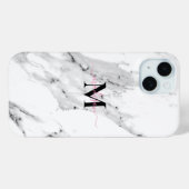 Modern zwart grijs wit marmer patroon monogram Case-Mate iPhone case (Achterkant (horizontaal))