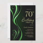 Modern Zwart Groen 70ste Verjaardagsfeest Kaart (Voorkant)