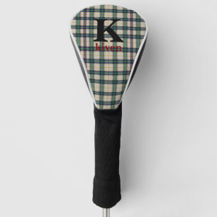 Modern Zwart Horloge Tartan Plaid Classic Blauw Golfheadcover