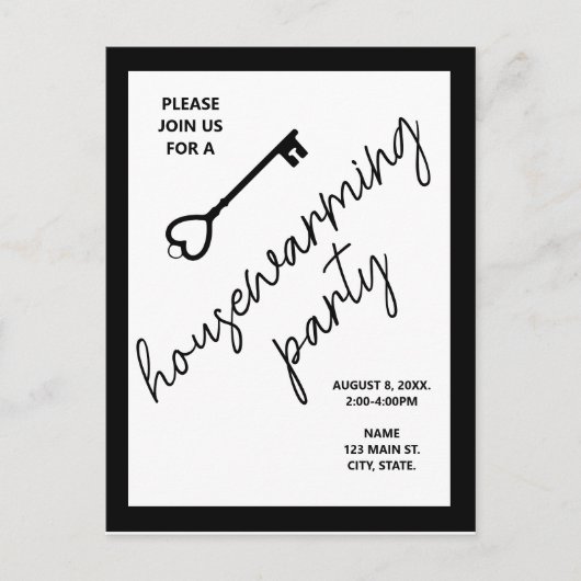 Modern Zwart Housewarming Open Huis Uitnodiging (Voorkant)