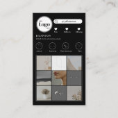 Modern zwart Instagram fotocollage Visitekaartje (Voorkant)