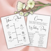 Modern zwart kalligrafie bruiloft ceremonie progra programma