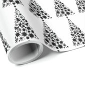 Modern zwart kerstboompatroon cadeaupapier (Rol Hoek)