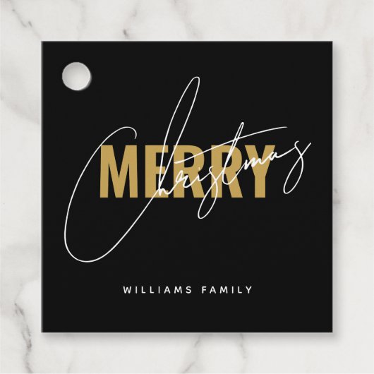 Modern zwart kerstscript bedankjes labels (Voorkant)