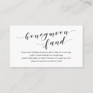 Modern zwart lettertype, Wedding Honeymoon Fund Wi Informatiekaartje