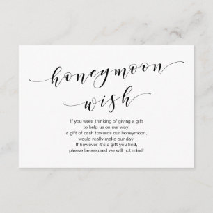 Modern zwart lettertype, Wedding Honeymoon Wish Fu Informatiekaartje