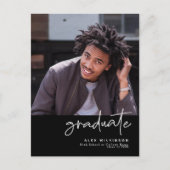 Modern Zwart Leuk Script Eenvoudig Foto Afstuderen Aankondigingskaart (Voorkant)