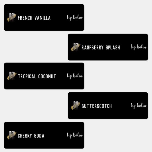Modern Zwart Logo Lipstick Gloss Product Labels (Groep)