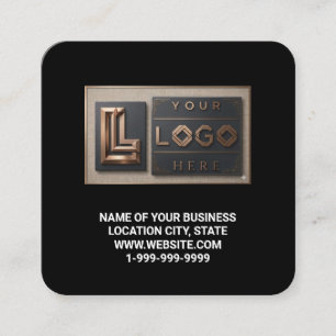 Modern Zwart Logo QR Code Scan Website Vierkant Vierkante Visitekaartje