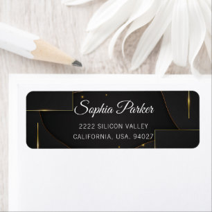 Modern Zwart Luxe Elegant Script Retouradres Etiket