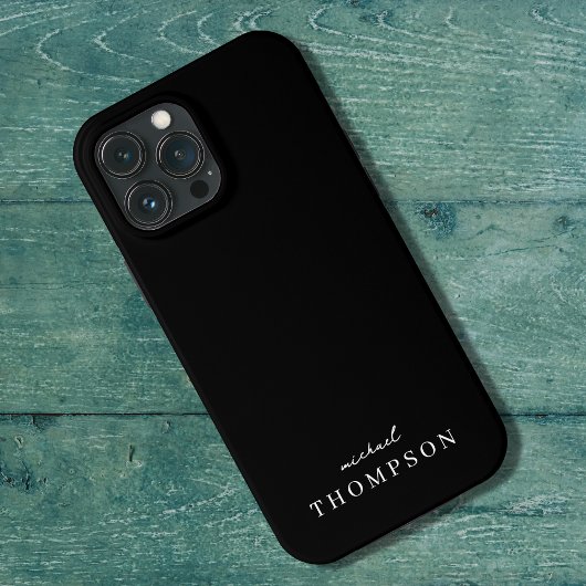 Modern zwart luxe professioneel monogram Case-Mate iPhone case