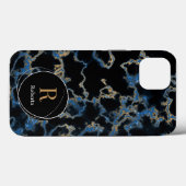 Modern zwart marmer Custom Name Monogram Case-Mate iPhone Case (Achterkant (horizontaal))