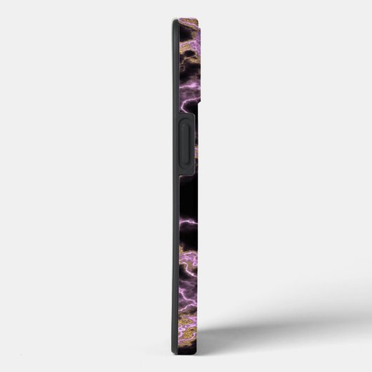 Modern zwart marmer Custom Name Monogram Case-Mate iPhone Case (Achterkant / Rechts)