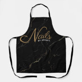 Modern zwart marmer Gold Nail Stylist Apron Schort (Voorkant)