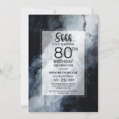 Modern Zwart Marmer Verrassing 80e Verjaardagsfees Kaart (Voorkant)