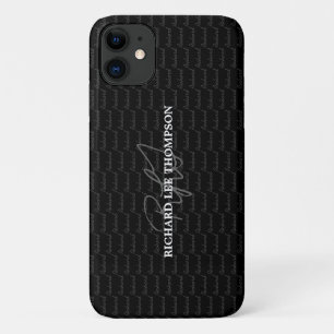 modern zwart met monogrammen iPhone 11 hoesje