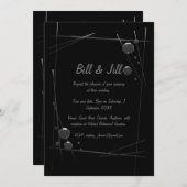 Modern Zwart Metallic Abstract Line Art Wedding Kaart (Voorkant / Achterkant)