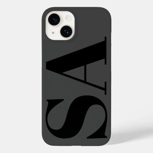 Modern zwart minimaal monogram Case-Mate iPhone case (Achterkant)