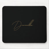 Modern Zwart Minimalist & Elegant Gold Script Naam Muismat (Voorkant)