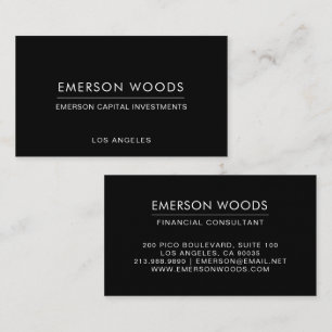 Modern Zwart Minimalistisch Financieel Adviseur Visitekaartje