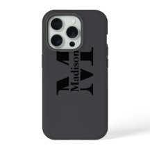 Modern zwart minimalistisch monogram Hoesje-Mate