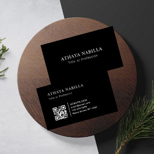 Modern zwart minimalistisch QR-code Visitekaartje
