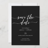 Modern Zwart Minimalistisch Script Save the Date Kaart (Voorkant)