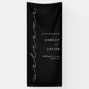 Modern zwart minimalistisch script welkom bruiloft spandoek