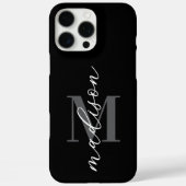 Modern zwart minimalistisch scriptmonogram Case-Mate iPhone case (Achterkant)