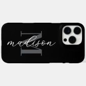 Modern zwart minimalistisch scriptmonogram Case-Mate iPhone case (Achterkant (horizontaal))