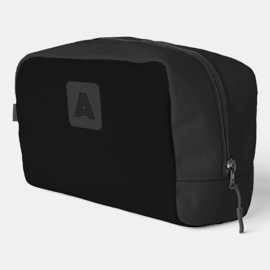 Modern Zwart Monogram Eenvoudig Minimalistisch man Toilettasje (Rechterhoek)