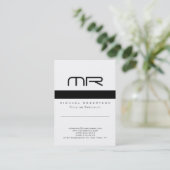 Modern zwart monogram wit schoon Visitekaartje (Staand voorkant)