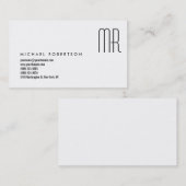 Modern zwart monogram wit schoon Visitekaartje (Voorkant / Achterkant)