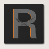 Modern Zwart Monogrammed Naam Klok