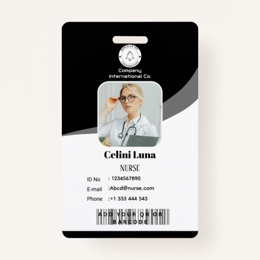Modern zwart ontwerp met EMT Barcode Integratie Badge (Voorkant)