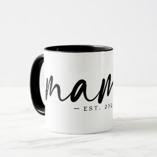 Modern zwart oosten, jaar tekst MAMA wit Mok