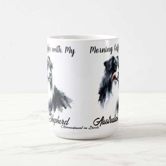 Modern zwart op witte koffie Australian Shepherd Magische Mok (Midden)